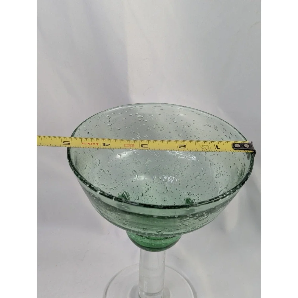Green Glass‎ Bubbles Margarita Goblet